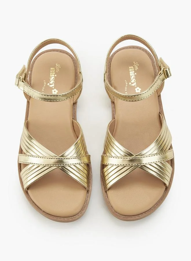 Little Missy Gold Girls Criss-Cross Sandals for Women | Best Price UAE
